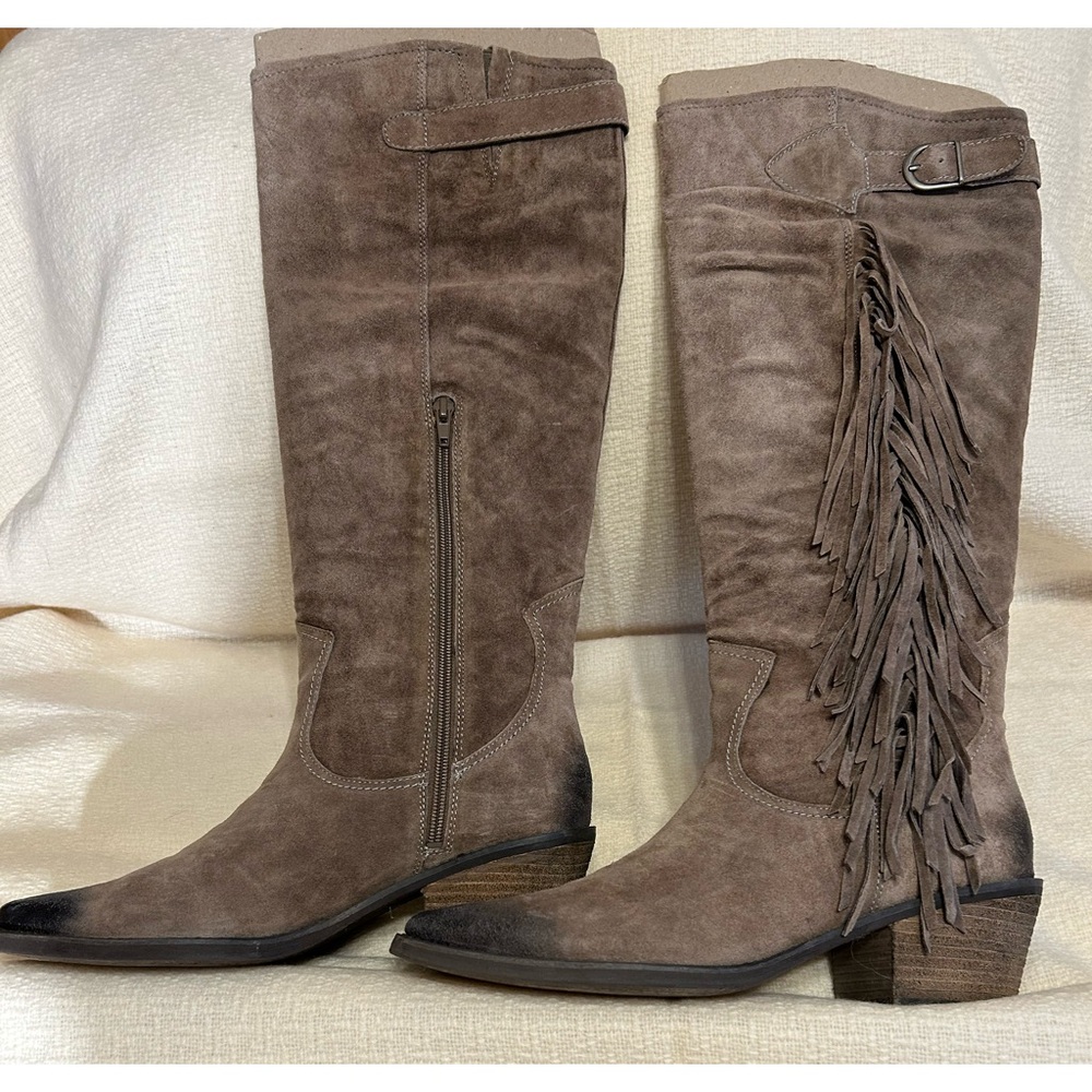 Carlos Santana Suede Fringe Boots (Make An Offer) - Taupe 9 1/2  (LIKE NEW)